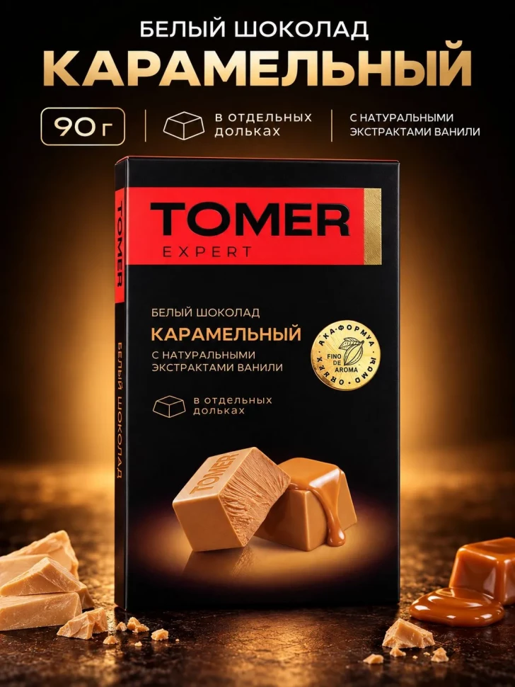 Фабрика Томер  Белый шоколад КАРАМЕЛЬНЫЙ, 90г  в Черкесске